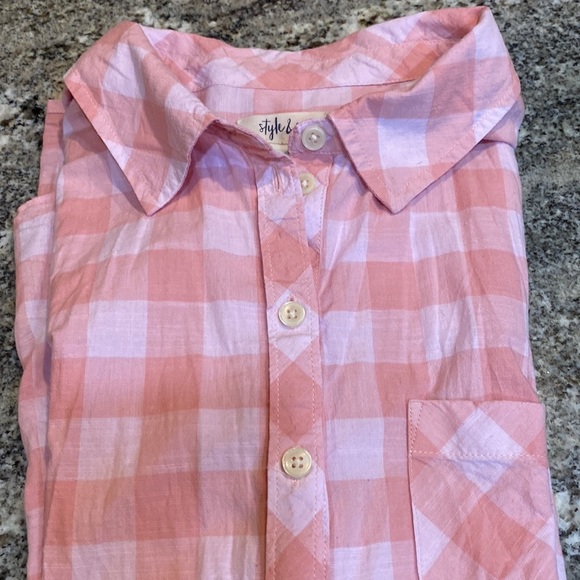 Style & Co Button-up Pink Checkered Camp Shirt size M​ - Picture 11 of 11